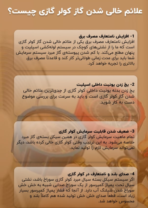 علائم خالی شدن گاز کولر گازی ال جی